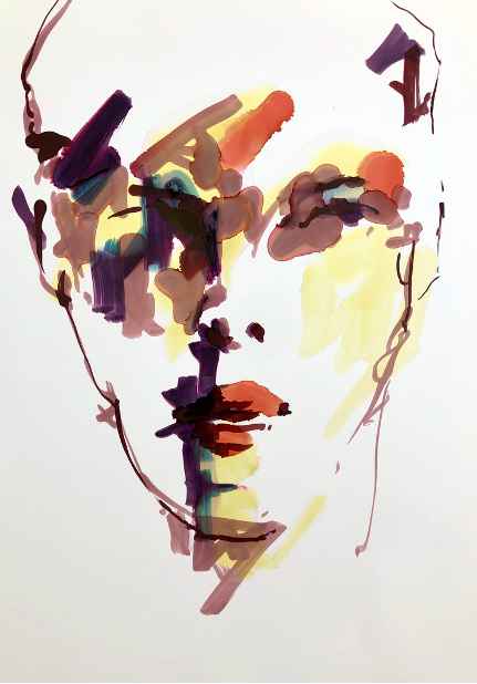 portret_ alcohol and ink Maritha van Amerom